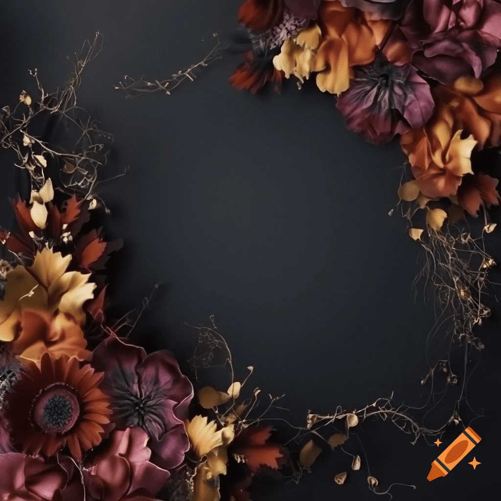 dark moody wedding invitation template with fall floral accents