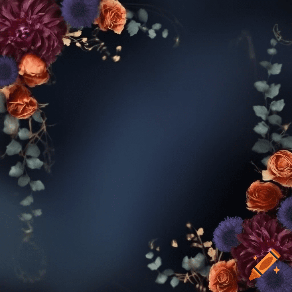 dark moody wedding invitation template with fall floral accents