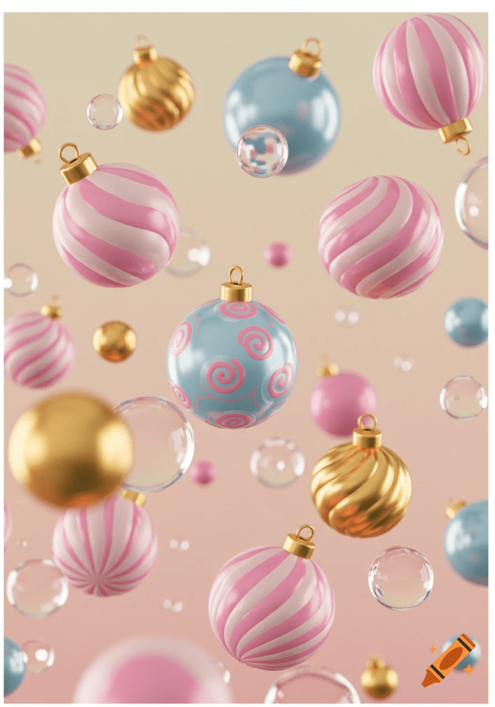 Christmas ornaments redesigned for New Year’s Eve party décor